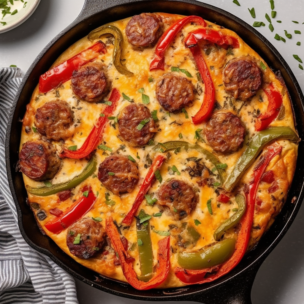 Lowcarb egg sausage pizza