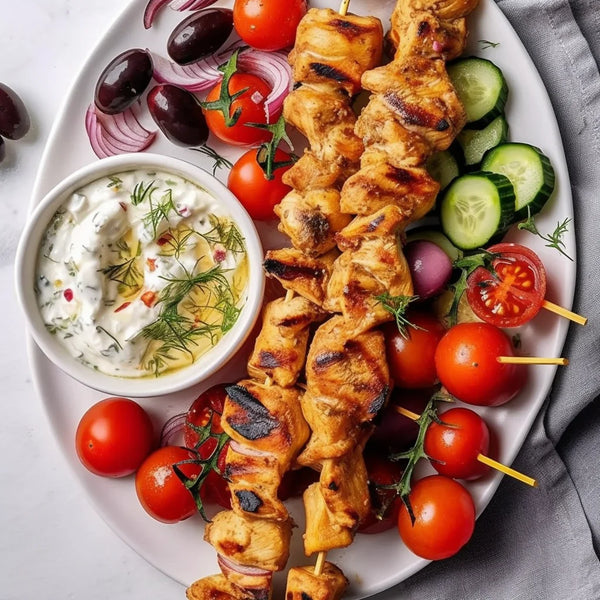 Low-Carb Greek Chicken Skewers with Yogurt Sauce - Healthy & Flavorful