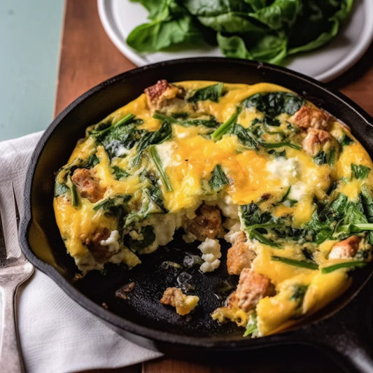 Low Carb Cheesy Spinach & Sausage Frittata