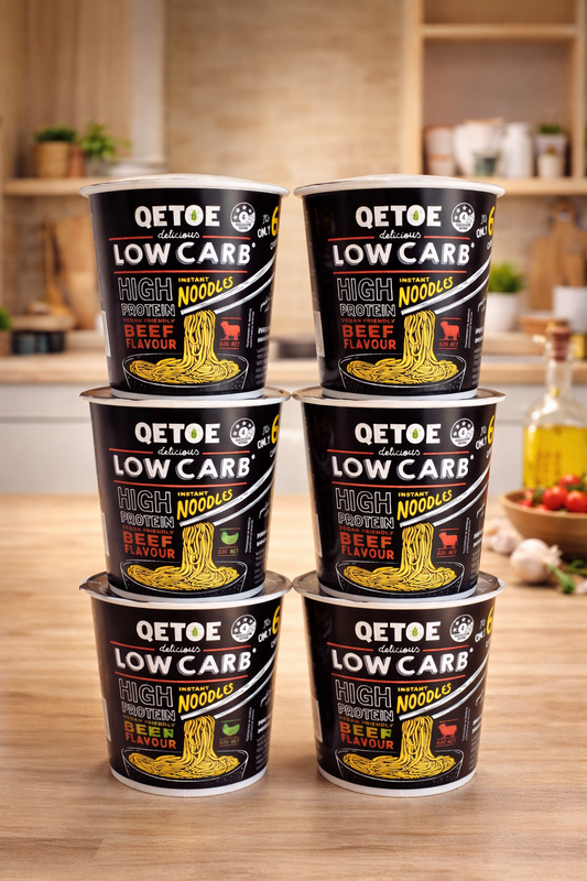 Qetoe Low Carb High Protein Instant Cup Noodle - BEEF 6 PACK