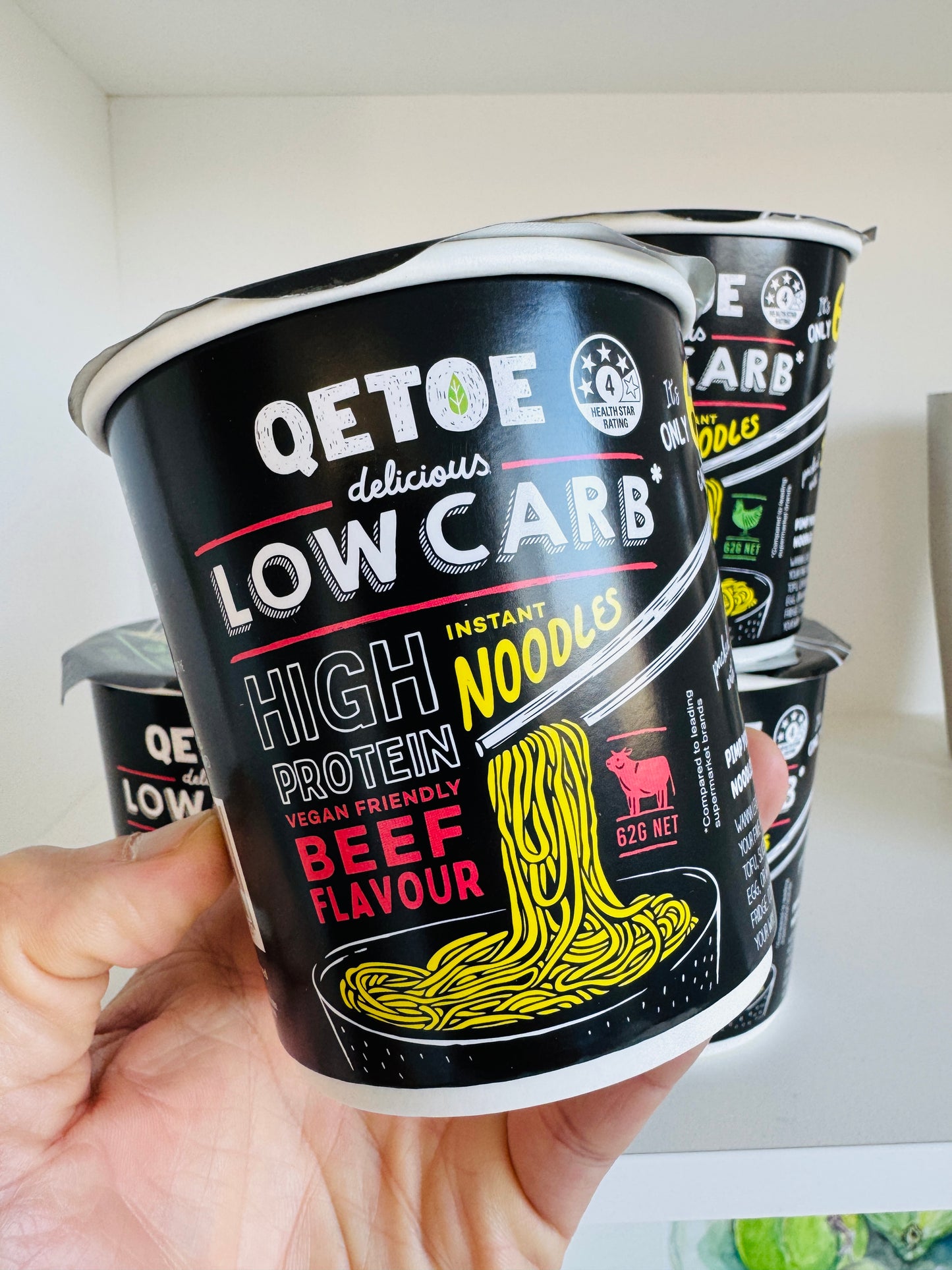 Qetoe Low Carb High Protein Instant Cup Noodle - CHICKEN 6 PACK