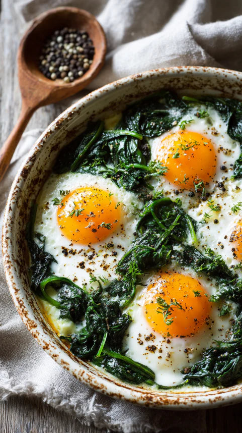 Easy Baked Eggs with Creamy Spinach: A Healthy Breakfast Recipe