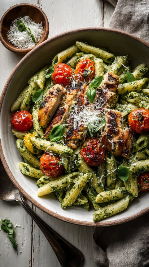 LOW CARB Pesto Penne with Grilled Chicken (High-Protein Lunch in 15 Mins!)