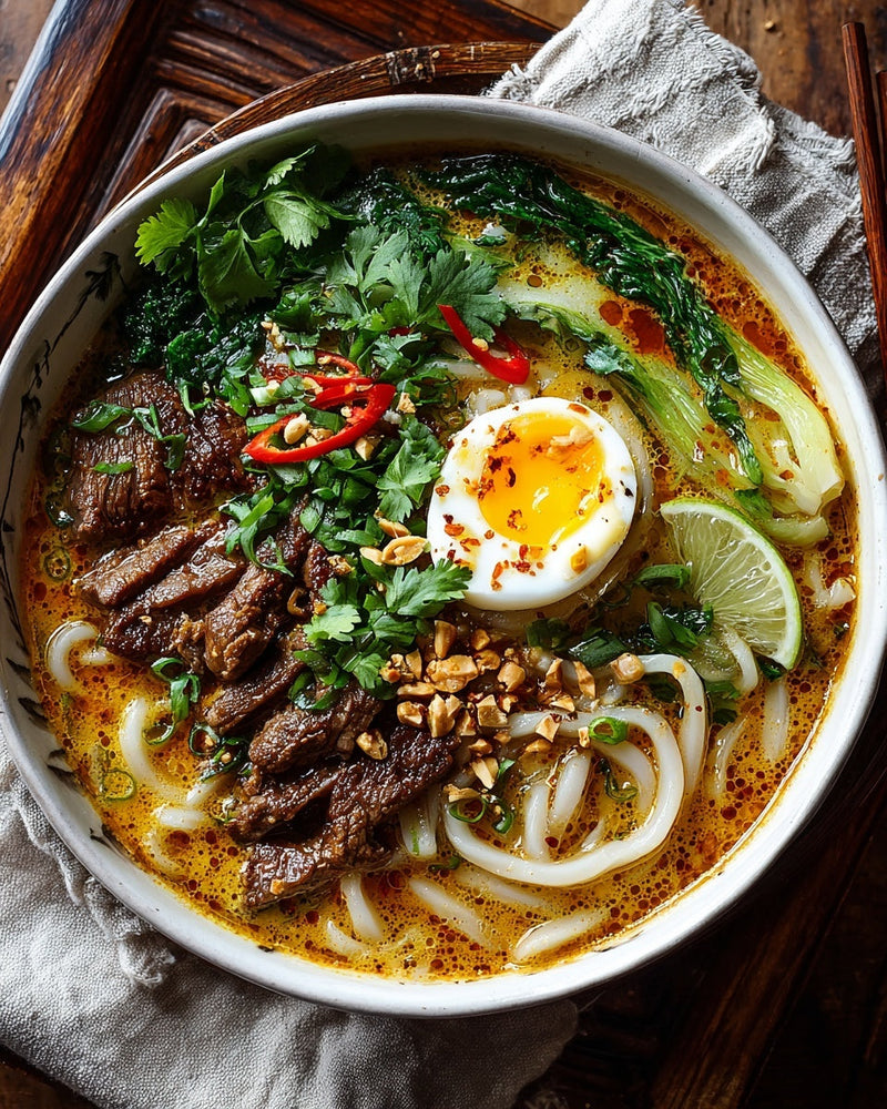 LOW CARB Satay Beef Noodle Soup