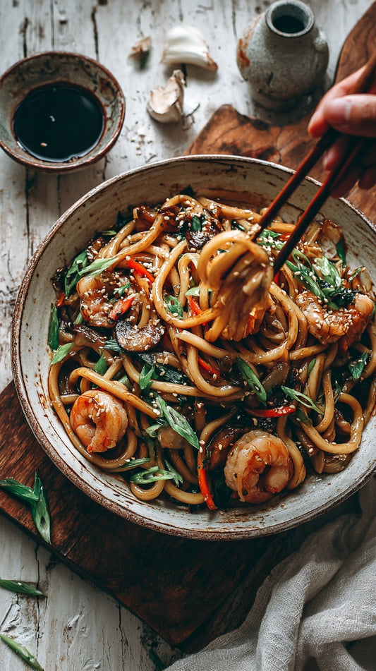 LOW CARB Garlic Shrimp Yaki Udon (Better Than Takeout!)