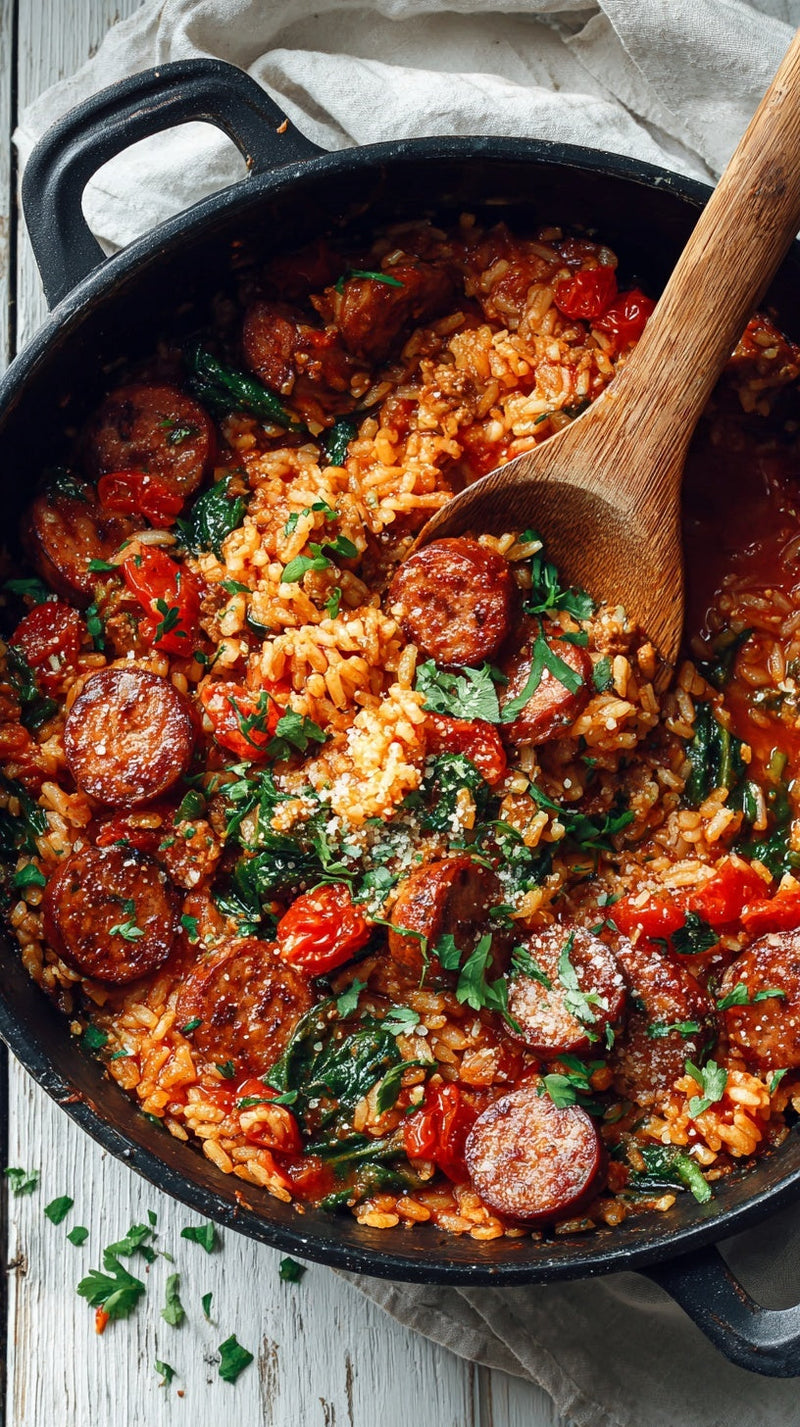 LOW CARB Italian Sausage & Tomato Rice Skillet (One-Pan Comfort!)