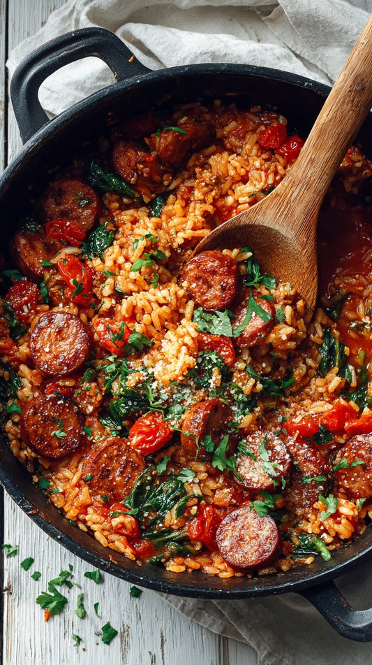 LOW CARB Italian Sausage & Tomato Rice Skillet (One-Pan Comfort!)