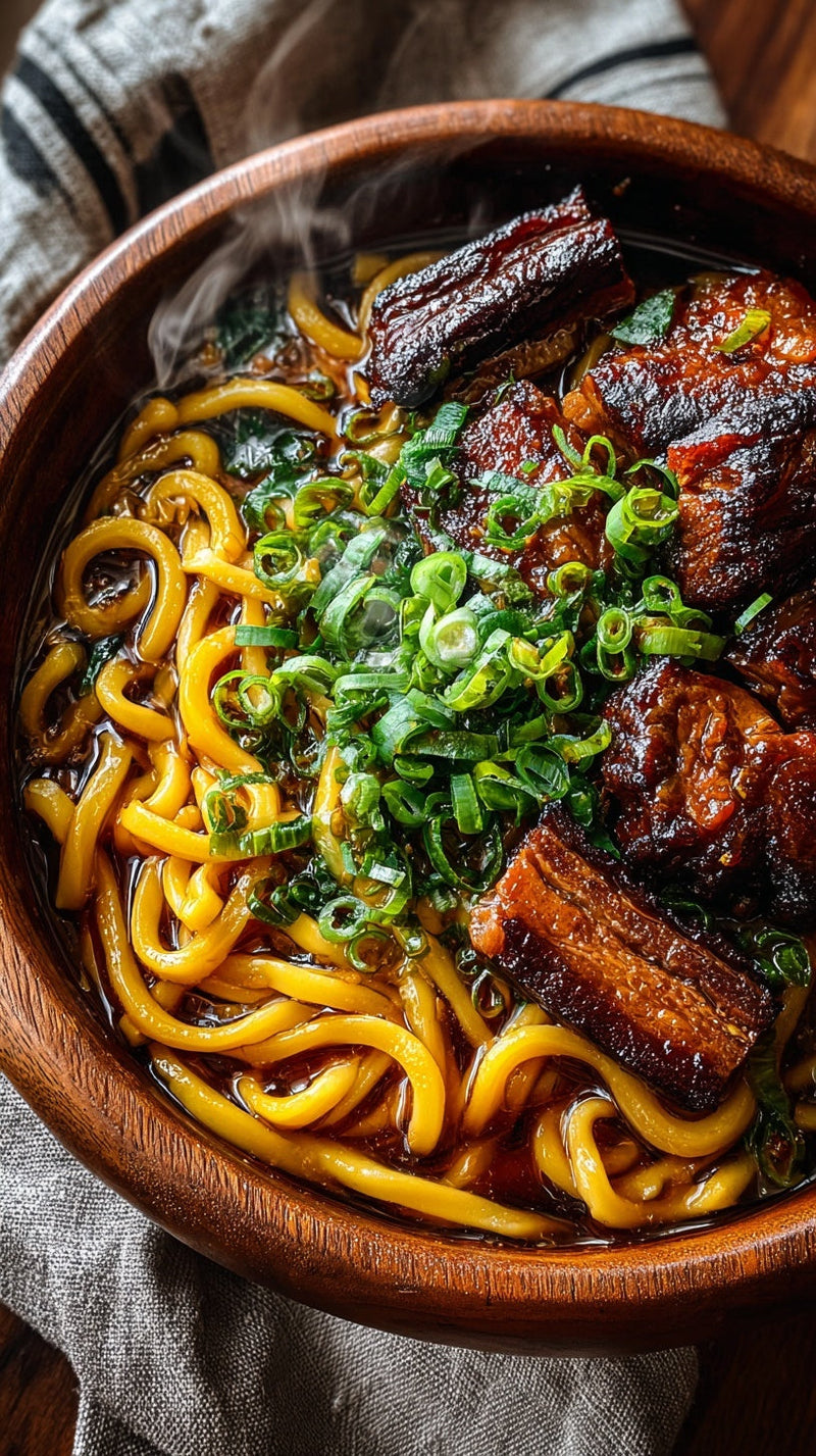 LOW CARB Braised Pork Belly Soy Noodle Bowl