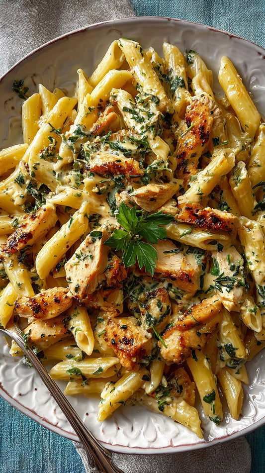 LOW CARB Creamy Tuscan Chicken Penne