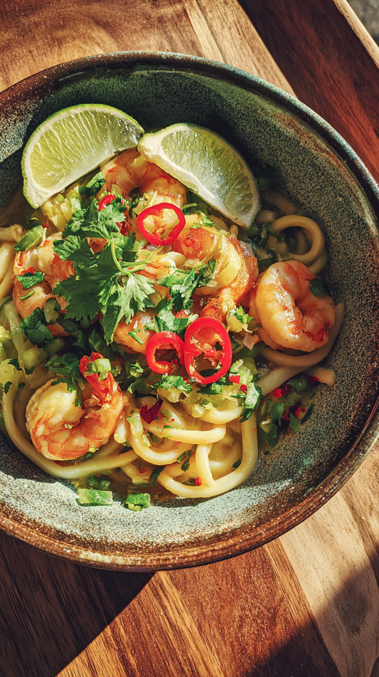 Low Carb Prawn & Chilli Lime Qetoe Noodles (Zesty Summer Bowl)