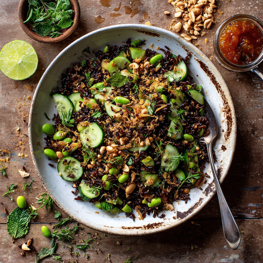 Crispy Qetoe Rice Cucumber Salad