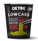 Qetoe Low Carb High Protein Instant Cup Noodle - Beef Flavour - Single Pack