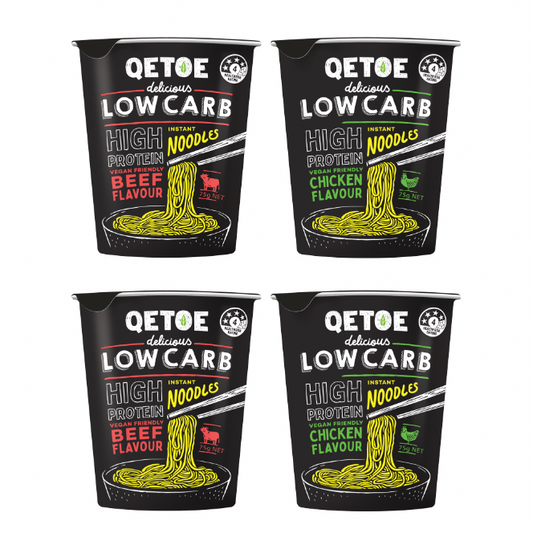 Qetoe Low Carb High Protein Instant Cup Noodle - COMBO 4 PACK